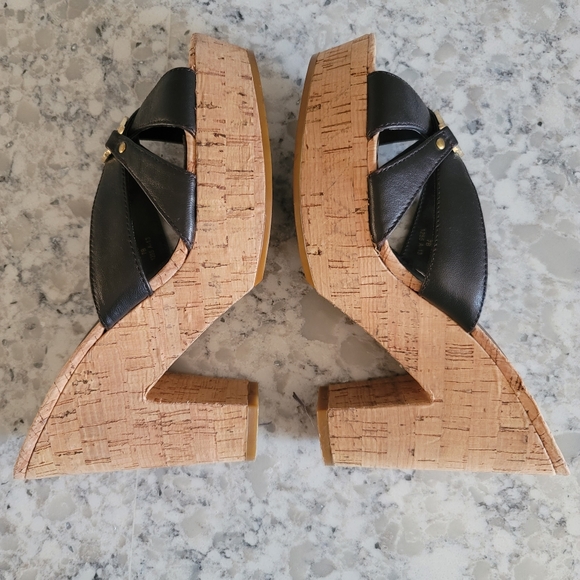 Women's Ralph Lauren Heidi Cork Platform Brown Leather Sandals Size 7B - Picture 4 of 8